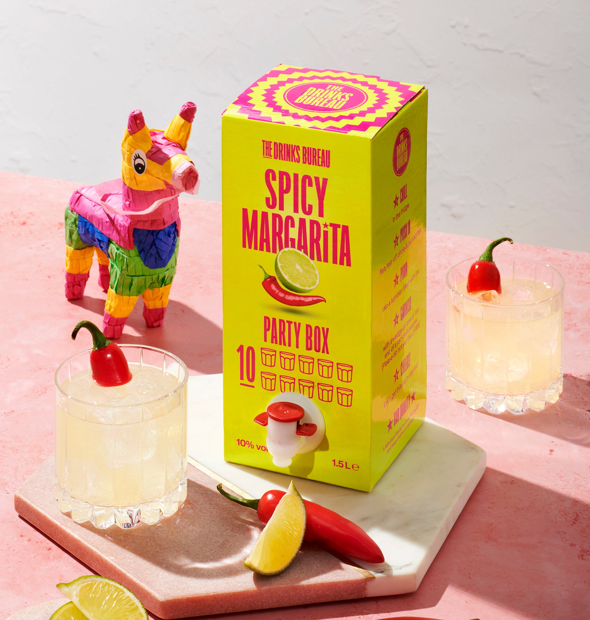 The Drinks Bureau Pre-Mixed Spicy Margarita Cocktail in a 1.5L Party Box